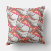 灰色の白の上に桃のソーまたはジグザグ クッション (裏面)