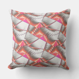 灰色の白の上に桃のソーまたはジグザグ クッション