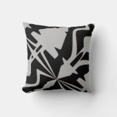 灰色の白の対角線大抽象芸術音波 クッション (正面)