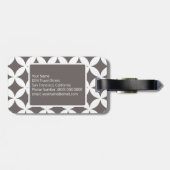 灰色の白の幾何学的パターンカスタムモノグラム ラゲッジタグ (裏面横)