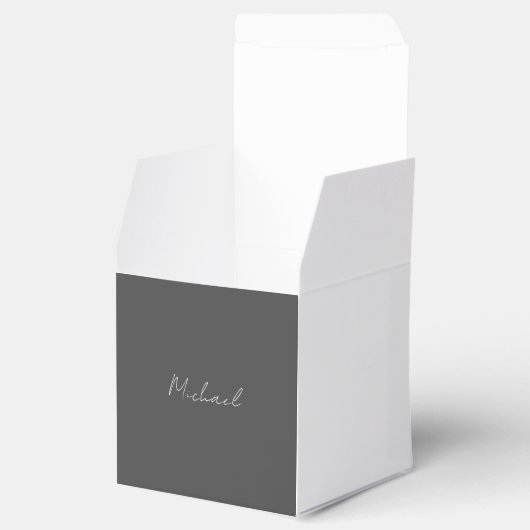 灰色の白の手書きミニマリストあなたの名前 フェイバーボックス (オープン)