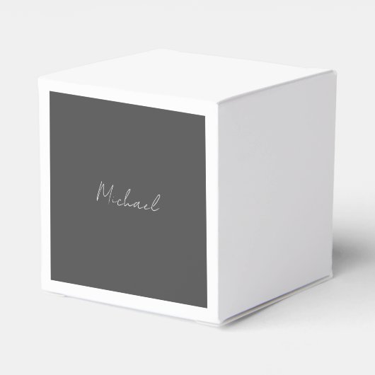 灰色の白の手書きミニマリストあなたの名前 フェイバーボックス (裏面サイド)