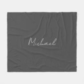 灰色の白の手書きミニマリストあなたの名前 フリースブランケット (正面(横))
