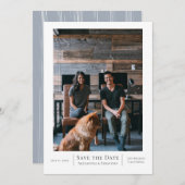 灰色の白の日付を保結婚存するパーソナライズされた セーブザデート (正面/裏面)