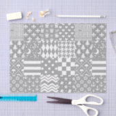 灰色の白の混合パターンパッチワークデザイン 薄葉紙 (クラフト)