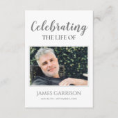 灰色の白エレガントい葬儀祈りの言葉カードと写真 エンクロージャーカード (正面)