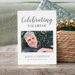 灰色の白エレガントい葬儀祈りの言葉カードと写真 エンクロージャーカード