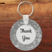 灰色の白エレガントの感謝感謝 キーホルダー (正面)