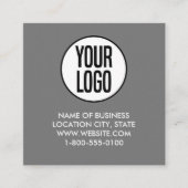 灰色の白カスタム色のロゴとQRコード スクエア名刺 (正面)