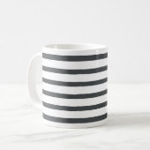 灰色の白ストライプ色 コーヒーマグカップ (正面左)