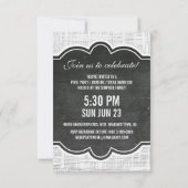 灰色の白モダン板写真用グラードパーティー 招待状 (裏面)