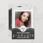 灰色の白モダン板写真用グラードパーティー 招待状 (正面/裏面)