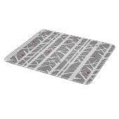 灰色の白樺の木に止まるカーディナル カッティングボード (角)