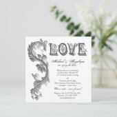 灰色の白色のフローラ旋回婚約結婚ズ 招待状 (スタンド正面)