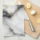 灰色の白黒と金ゴールドの大理石パターン キッチンタオル (四つ折り)