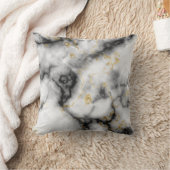 灰色の白黒と金ゴールドの大理石パターン クッション (ブランケット)