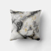 灰色の白黒と金ゴールドの大理石パターン クッション (裏面)