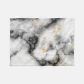 灰色の白黒と金ゴールドの大理石パターン フリースブランケット (正面(横))