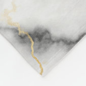灰色の白黒と金ゴールドの大理石パターン フリースブランケット (角)