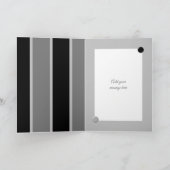 灰色の白黒の写真ストライプ誕生日 カード (内部)