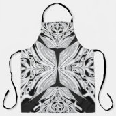 灰色の白黒の蝶の翼のある抽象芸術 エプロン (正面)