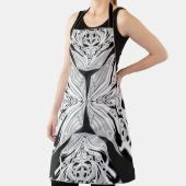 灰色の白黒の蝶の翼のある抽象芸術 エプロン (インサイチュ)