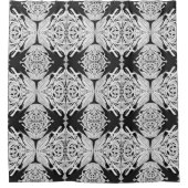 灰色の白黒の蝶の翼のある抽象芸術 シャワーカーテン (正面)