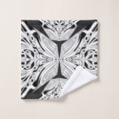 灰色の白黒の蝶の翼のある抽象芸術 バスタオルセット (ウォッシュタオル)