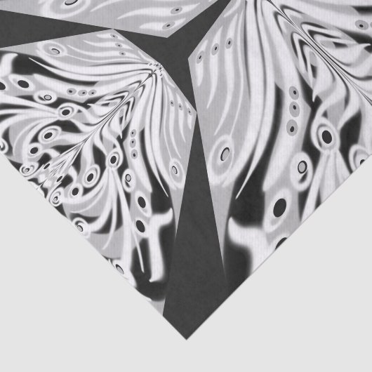 灰色の白黒の蝶の翼のある抽象芸術 薄葉紙 (詳細)