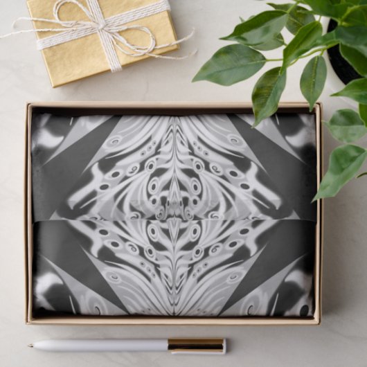 灰色の白黒の蝶の翼のある抽象芸術 薄葉紙 (ギフト)