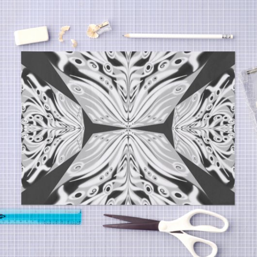 灰色の白黒の蝶の翼のある抽象芸術 薄葉紙 (クラフト)