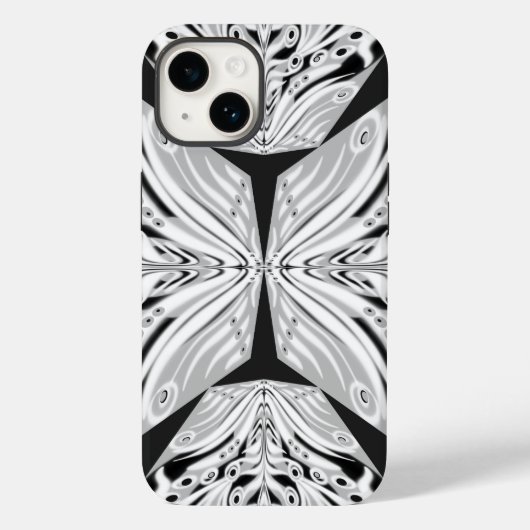 灰色の白黒の蝶の翼のある抽象芸術 Case-Mate iPhoneケース (裏面)