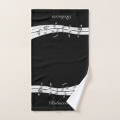 灰色の白黒音符のスコア バスタオルセット (ハンドタオル)
