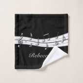 灰色の白黒音符のスコア バスタオルセット (ウォッシュタオル)