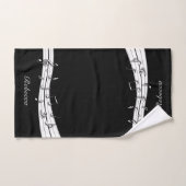 灰色の白黒音符のスコア バスタオルセット (ハンドタオル)