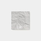 灰色の皺になった紙の折り目の丈夫なレトロモノグラム ポストイット (正面)