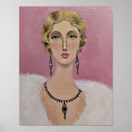 灰色の目を持つヴィンテージの女性/ポスター ポスター