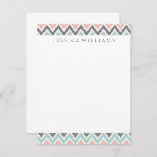 灰色の真新しいモモのジグザグ形のイカットパターン 招待状 (正面/裏面)