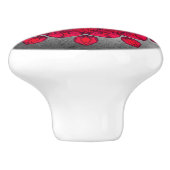 灰色の石の上にルビーの赤いロゼット セラミックノブ (側面)