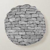 灰色の石の壁、抽象芸術背景。 ラウンドクッション (裏面)