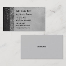 灰色の石造りのゴシック様式スクロール 名刺