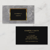 灰色の石造りの大理石の黒い金ゴールドのミニマリスト 名刺 (正面/裏面)