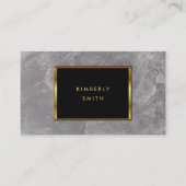 灰色の石造りの大理石の黒い金ゴールドのミニマリスト 名刺 (正面)