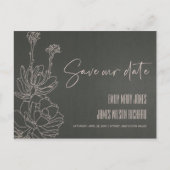 灰色の砂漠のサボテン多肉性スケッチ日付を保存 案内ポストカード (正面)