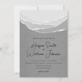 灰色の破れた紙の山の結婚式招待状 招待状 (正面)