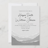 灰色の破れた紙山脈結婚式招待状 招待状 (正面)