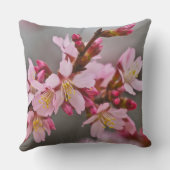 灰色の空にピンク色の日本のさくらんぼ クッション (裏面)