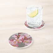 灰色の空にピンク色の日本のさくらんぼ コースター (側面)