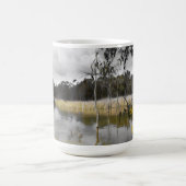 灰色の空の下の反射 コーヒーマグカップ (中央)