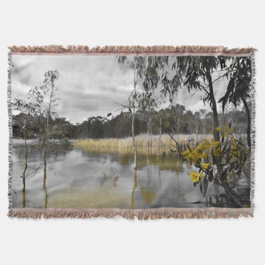 灰色の空の下の反射 スローブランケット (正面)